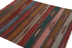 Vintage Heriz Persian Square Kilim mit bunten geometrischen Streifen - Rug & Kilim
