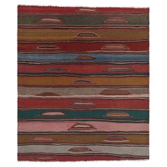 Vintage Heriz Persian Square Kilim mit bunten geometrischen Streifen - Rug & Kilim