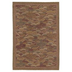Vintage European Flatweave with Cloud Bands in Earth Tones - Rug & Kilim