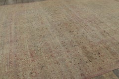 Oversized Antique Mashad Rug in Gold with Floral Medallion - Rug & Kilim