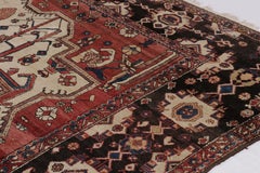 Oversized Antique Bakhtiari Rug in Red with Geometric Patterns - Rug & Kilim