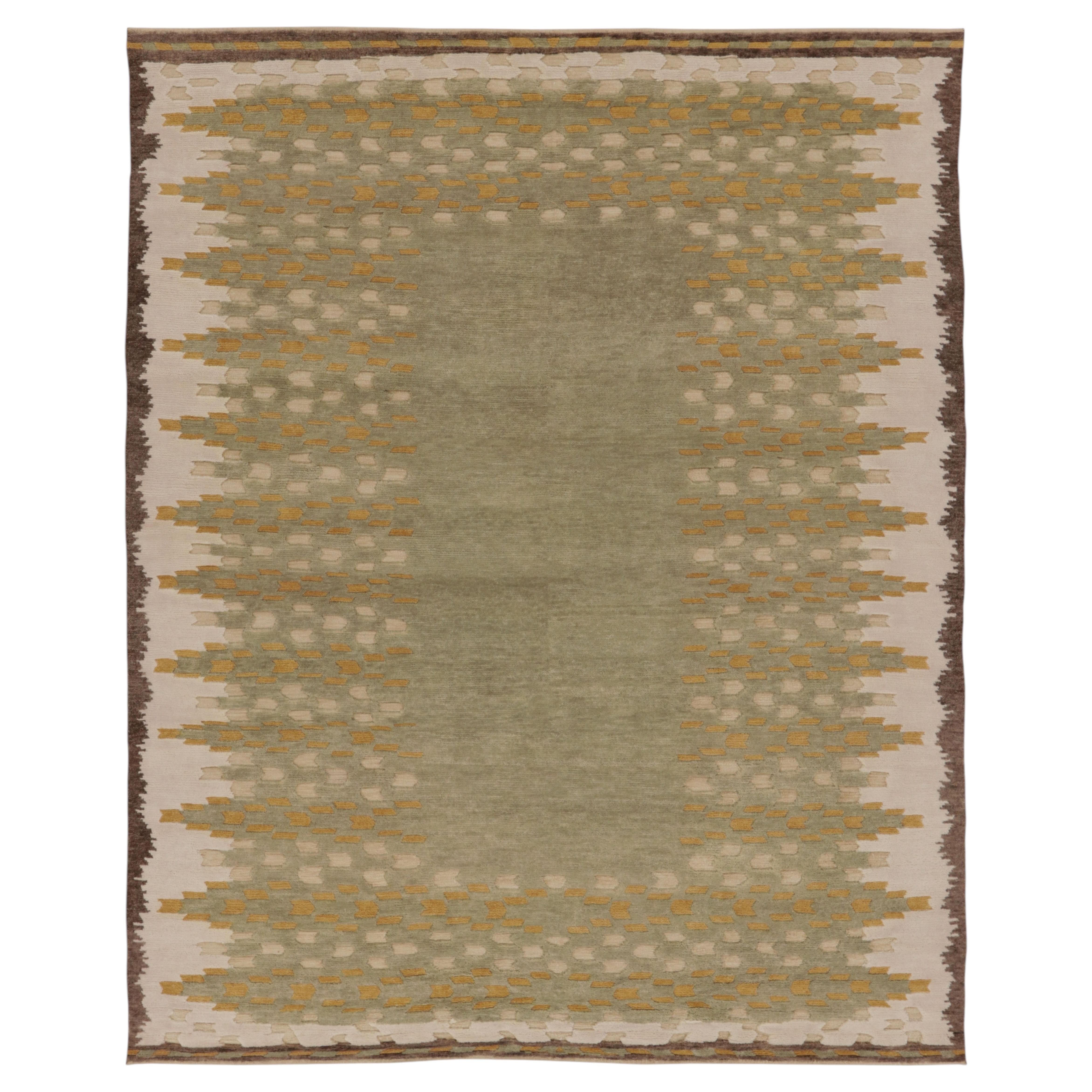 Alfombra de lana de estilo Art Déco contemporáneo, con relieve alto y bajo, de Rug & Kilim, India