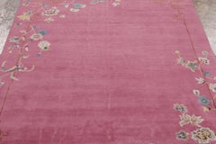 Chinese Art Deco Style Floral Pink & Cream Wool Rug by Rug & Kilim, India