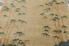 Contemporary Chinese Deco Style Square Beige & Green Wool Rug by Rug & Kilim