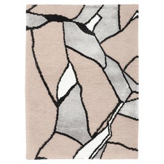 Contemporary Abstract Geometric Beige & Black Wool Rug by Rug & Kilim, India