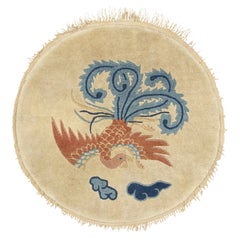Antique Chinese Peking Circle Wool Rug with Phoenix Motif, by Rug & Kilim