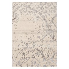 Contemporary High-Low Geometric Beige & Gray Wool Rug by Rug & Kilim, India
