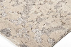 Contemporary High-Low Geometric Beige & Gray Wool Rug by Rug & Kilim, India