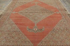 Antique Bidjar Rug with Diamond Medallion in Rust & Beige - Rug & Kilim