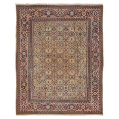 Antique Mahal Rug with Bold Floral Geometry in Multicolour - Rug & Kilim