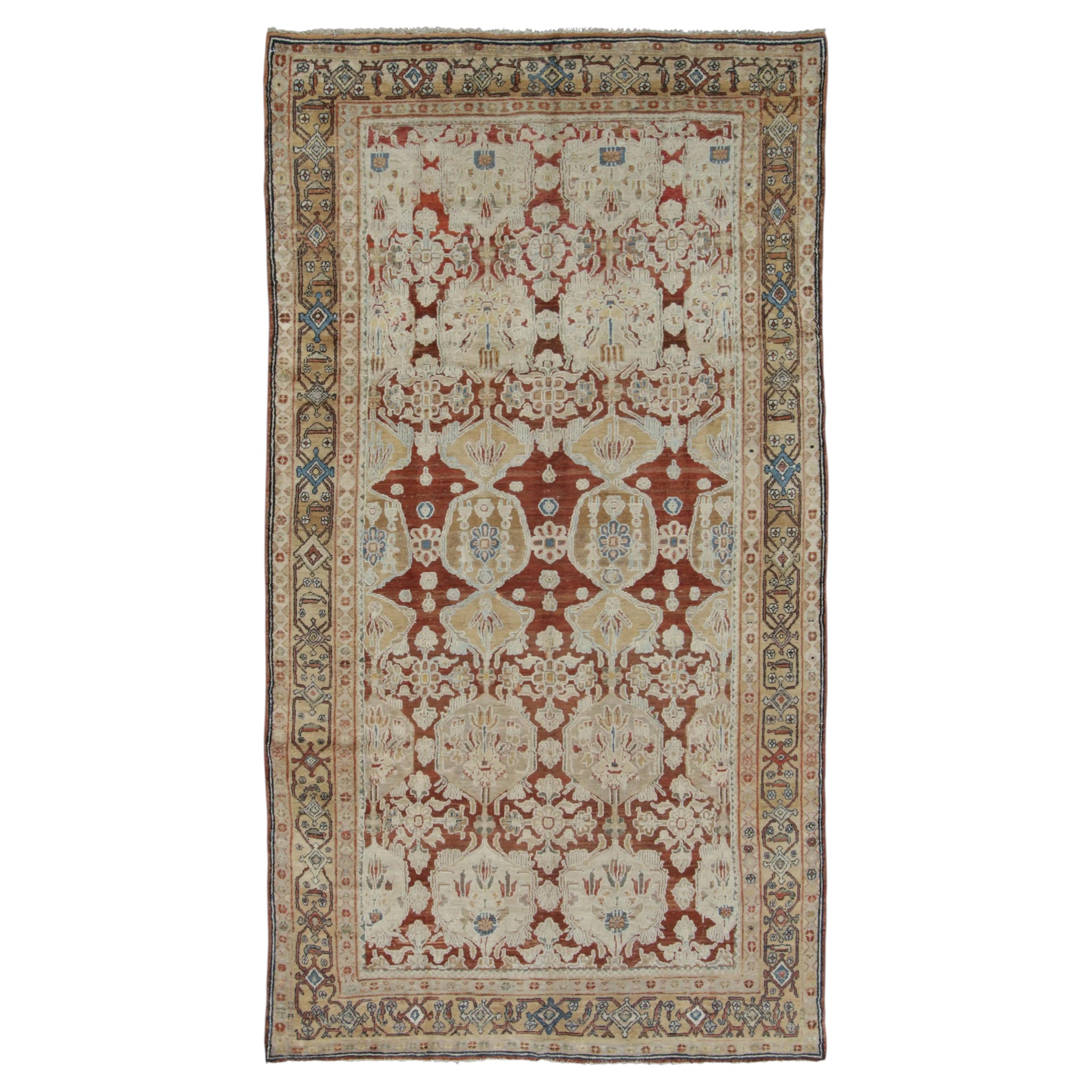 Antique Sultanabad Rug, Ivory Palmettes on Beige-Gold Field - Rug & Kilim For Sale