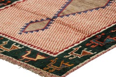 Vintage Gabbeh Tribal Rug, Red with DIamond Medallions - Rug & Kilim