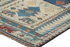 Vintage Gabbeh Persian Tribal Rug, Blue with Geometric Patterns - Rug & Kilim