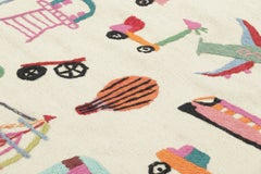 Rug & Kilim’s Suzani Kilim Runner, White with Polychromatic Pictorials