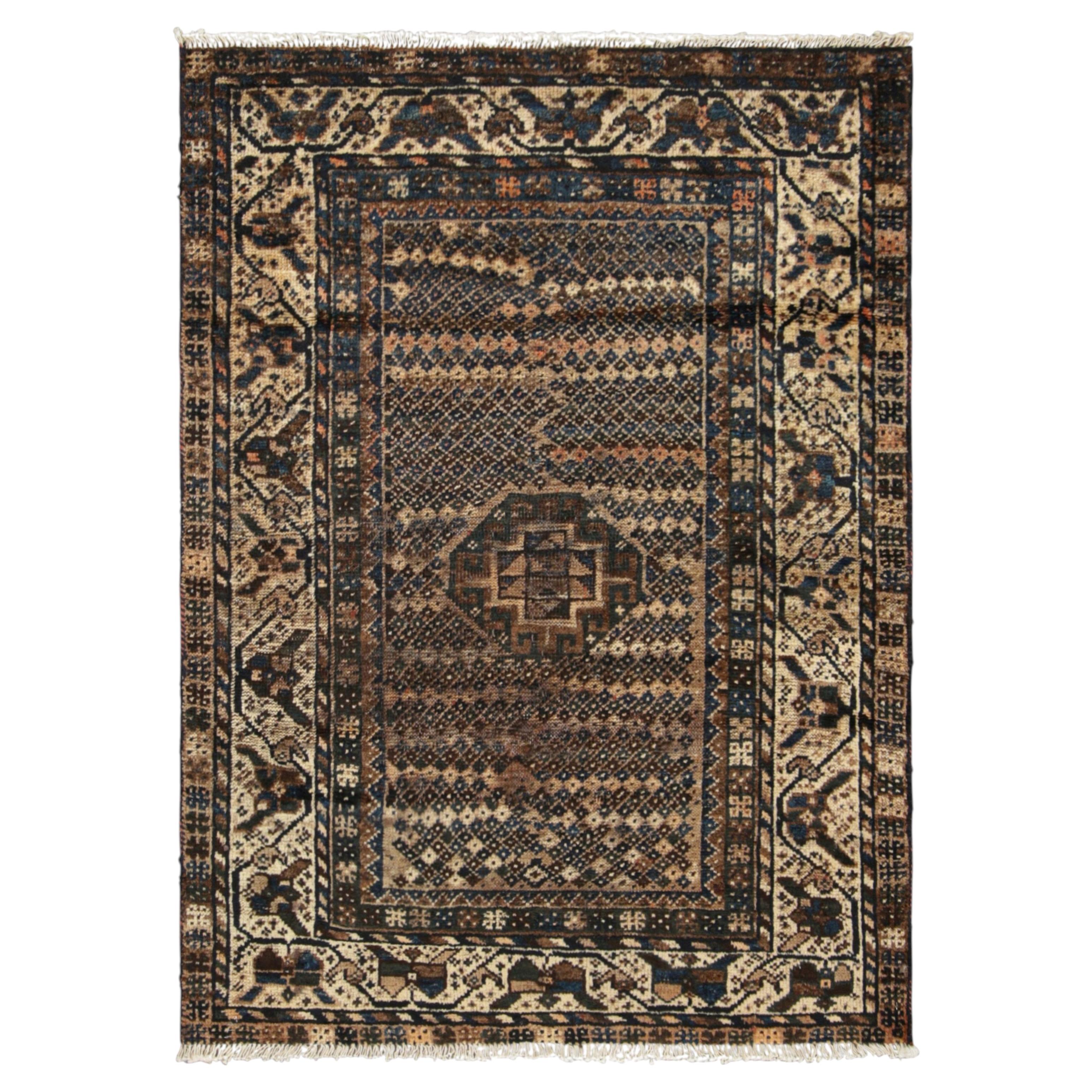 Tapis Gabbeh vintage beige-marron à motifs géométriques - Tapis et kilims