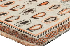 Vintage Gabbeh Persian Runner Rug with Orange Paisley Patterns - Rug & Kilim
