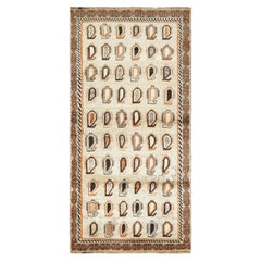 Vintage Gabbeh Persian Runner Rug with Orange Paisley Patterns - Rug & Kilim