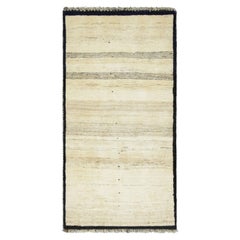 Vintage Gabbeh Runner Rug in Black and Cream Tones - Rug & Kilim