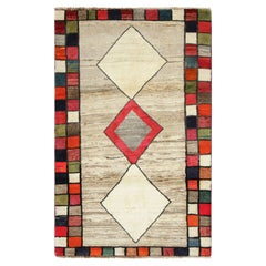 Vintage Gabbeh Runner with Multicolor Diamond Medallions - Rug & Kilim