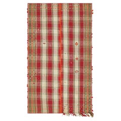 Vintage Jajim Qashqai Kilim, Red & Ivory Geometric Pattern - Rug & Kilim