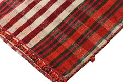 Vintage Jajim Qashqai Kilim with Red, Ivory & Pink Stripes - Rug & Kilim