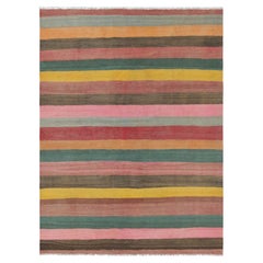 Vintage Shahsavan Kilim with Polychromatic Stripes - Rug & Kilim