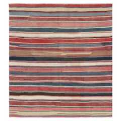 Vintage Shahsavan Persian Kilim with Polychromatic Stripes - Rug & Kilim