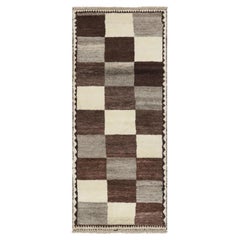 Vintage Gabbeh Runner Rug, Brown & Gray Geometric Pattern - Rug & Kilim