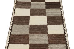 Vintage Gabbeh Runner Rug, Brown & Gray Geometric Pattern - Rug & Kilim