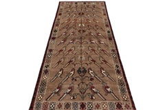 Vintage Gabbeh Runner Rug, Taupe & Red Bird Pictorials - Rug & Kilim