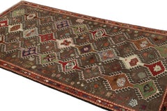 Vintage Gabbeh Runner Rug with Colorful Geometric Patterns - Rug & Kilim