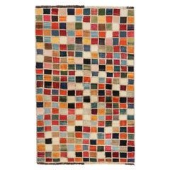 Vintage Gabbeh Rug with Colorful Geometric Pattern - Rug & Kilim