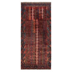 Vintage Qashqai Tribal Runner Rug in Red, Geometric - Rug & Kilim