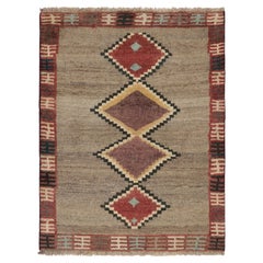 Vintage Gabbeh Tribal Rug, Beige-Gray with DIamond Medallions - Rug & Kilim
