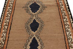 Vintage Gabbeh Tribal Rug, Beige-Brown with DIamond Medallions - Rug & Kilim