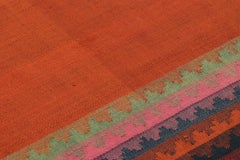 Vintage Qashqai Kilim in Red, Orange, and Blue Tones - Rug & Kilim