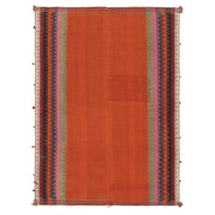 Vintage Qashqai Kilim in Red, Orange, and Blue Tones - Rug & Kilim