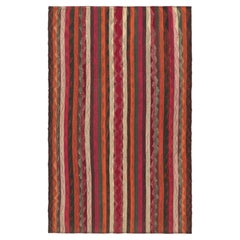 Vintage Qashqai Kilim in Pink with Polychromatic Stripes - Rug & Kilim
