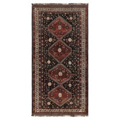 Vintage Qashqai Runner Rug in Black with Medallions - Rug & Kilim