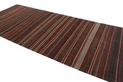 Vintage Shahsavan Kilim Runner Rug, Red and Brown Stripes - Rug & Kilim
