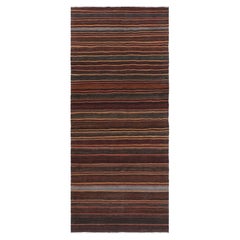 Vintage Shahsavan Kilim Runner Rug, Red and Brown Stripes - Rug & Kilim
