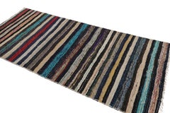Vintage Shahsavan Kilim Runner with Polychromatic Stripes - Rug & Kilim
