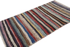 Vintage Shahsavan Kilim Runner with Polychromatic Stripes - Rug & Kilim