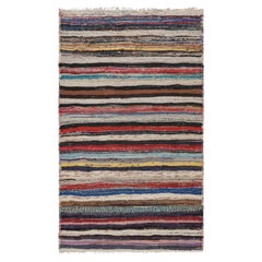 Vintage Shahsavan Kilim Runner with Polychromatic Stripes - Rug & Kilim