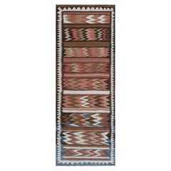 Vintage Shahsavan Zanjan Kilim Runner with Chevrons - Rug & Kilim