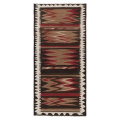 Vintage Shahsavan Kilim Runner Rug, Brown and Red Chevrons - Rug & Kilim