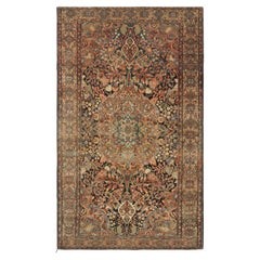 Antique Sarouk Rug In Golden-Brown With Floral Patterns - Rug & Kilim