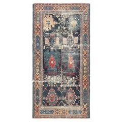 Antique Doroksh Runner Rug, Blue with Geometric Medallions - Rug & Kilim