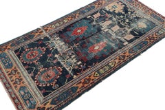 Antique Doroksh Runner Rug, Blue with Geometric Medallions - Rug & Kilim