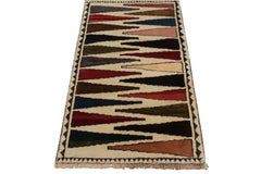 Vintage Shiraz Accent Rug with Colorful Geometric Patterns - Rug & Kilim